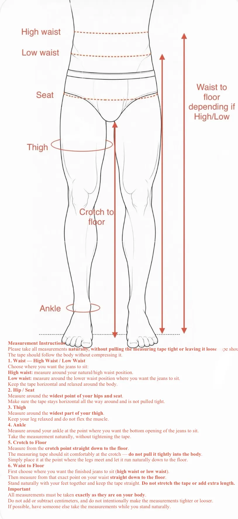 Guida a come prendere le misure per i pantaloni su misura